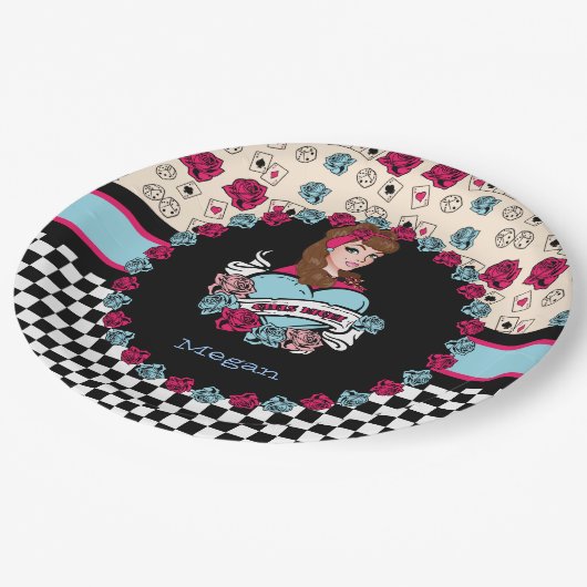 Assiettes En Carton Pin-up, Rock-A-Billy (Angle)