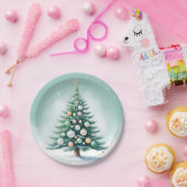 Assiettes En Carton Pin vert nu | Orange vert argenté (Fête)