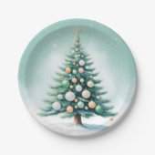 Assiettes En Carton Pin vert nu | Orange vert argenté (Devant)