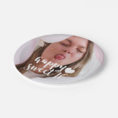 Assiettes En Carton Pinceau blanc Script Joyeux Sweet 16 Photo (Angle)
