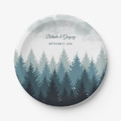 Assiettes En Carton Pine Arbre Aquarelle Forêt Mariage rustique (Devant)