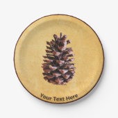 Assiettes En Carton Pine Cône Sur Papier Vintage (Devant)