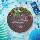 Assiettes En Carton Pine Cônes Branche Russe Fête de Noël (Fête)