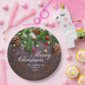 Assiettes En Carton Pine Cônes Branche Russe Fête de Noël (Fête)