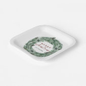 Assiettes En Carton Pine Tree Wreath Joyeux Noël Vert & Rouge (Angulaire)