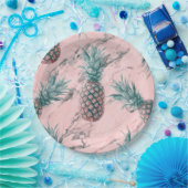 Assiettes En Carton Pineappa Pink Marble Swirl Parti moderne (Fête)