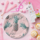 Assiettes En Carton Pineappa Pink Marble Swirl Parti moderne (Fête)