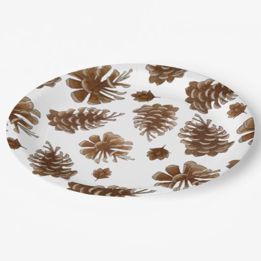 Assiettes En Carton Pinécone rustique (Angle)