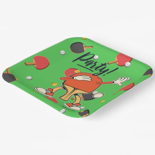 Assiettes En Carton Ping Pong dabing Table Tennis party drôle (Angulaire)