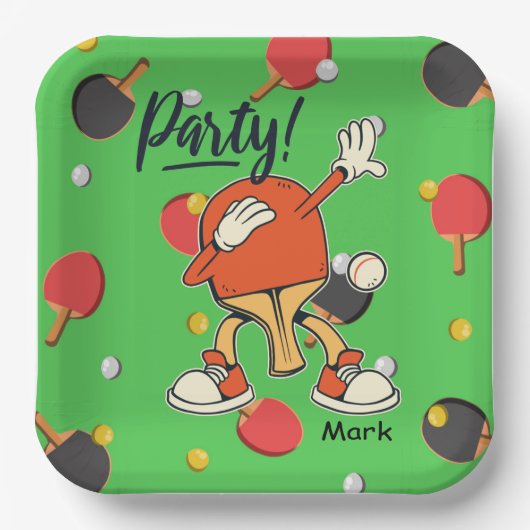 Assiettes En Carton Ping Pong dabing Table Tennis party drôle (Recto)