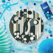 Assiettes En Carton Pingouin à crème verte perdu dans la géométrie (Fête)