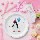 Assiettes En Carton Pingouin Avec Ballons Bleus Plaques Papier Anniver (Fête)