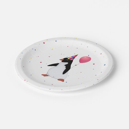 Assiettes En Carton Pingouin avec ballons Plaques papier fête d'annive (Angle)