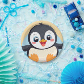 Assiettes En Carton Pingouin bleu mignon Visage zoo glace Anniversaire (Fête)
