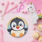 Assiettes En Carton Pingouin bleu mignon Visage zoo glace Anniversaire (Fête)