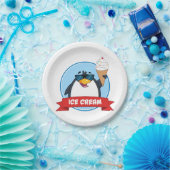 Assiettes En Carton Pingouin cool tenant de la crème glacée (Fête)