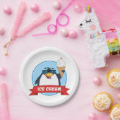 Assiettes En Carton Pingouin cool tenant de la crème glacée (Fête)