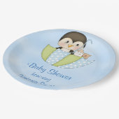 Assiettes En Carton Pingouin de bébé de baby shower (Angle)