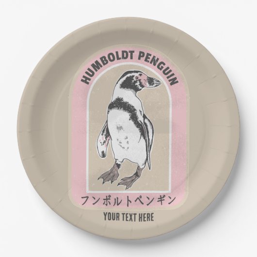 Assiettes En Carton Pingouin de Humbolt écriture japonaise (Devant)