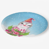 Assiettes En Carton Pingouin de Noël mignon à Santa Hat (Angle)