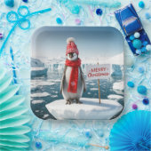 Assiettes En Carton Pingouin De Noël Sur Un Iceberg (Fête)