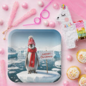 Assiettes En Carton Pingouin De Noël Sur Un Iceberg (Fête)