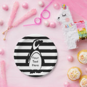 Assiettes En Carton Pingouin et rayures (Fête)