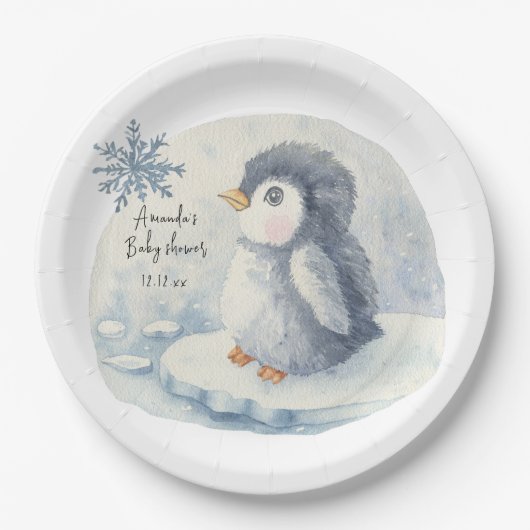 Assiettes En Carton Pingouin mignon arctique (Devant)