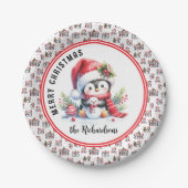 Assiettes En Carton Pingouin mignon Personnalisé Joyeux Noël (Devant)