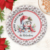 Assiettes En Carton Pingouin mignon Personnalisé Joyeux Noël