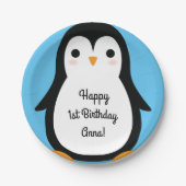 Assiettes En Carton Pingouin mignon Plaques d'hiver 1er anniversaire (Devant)