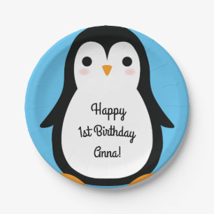 Assiettes En Carton Pingouin mignon Plaques d'hiver 1er anniversaire