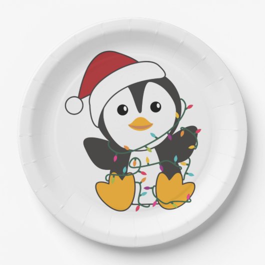Assiettes En Carton Pingouin Noël Neige Hiver Animaux Penguins Adu (Devant)