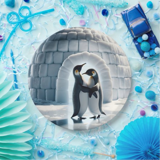 Assiettes En Carton Pingouins Dansant Lente Par Igloo (Fête)