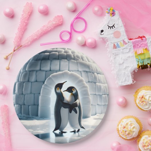 Assiettes En Carton Pingouins Dansant Lente Par Igloo (Fête)