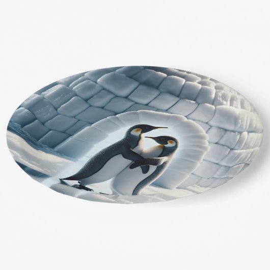 Assiettes En Carton Pingouins Dansant Lente Par Igloo (Angle)