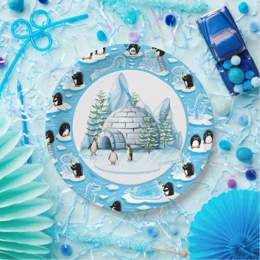 Assiettes En Carton Pingouins en jeu Plaque de papier (Fête)