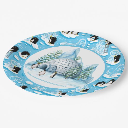 Assiettes En Carton Pingouins en jeu Plaque de papier (Angle)