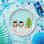 Assiettes En Carton Pingouins et arbre d'hiver de Noël mignons (Fête)