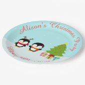 Assiettes En Carton Pingouins et arbre d'hiver de Noël mignons (Angle)
