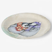 Assiettes En Carton Pingouins mignons en Écharpe d'hiver et Casquette (Angle)