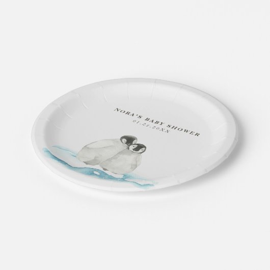 Assiettes En Carton Pingouins mignons Hiver Arctique (Angle)