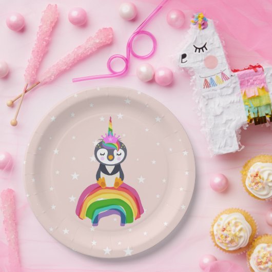 Assiettes En Carton Pinguim unicórnio (Fête)