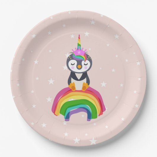 Assiettes En Carton Pinguim unicórnio (Devant)
