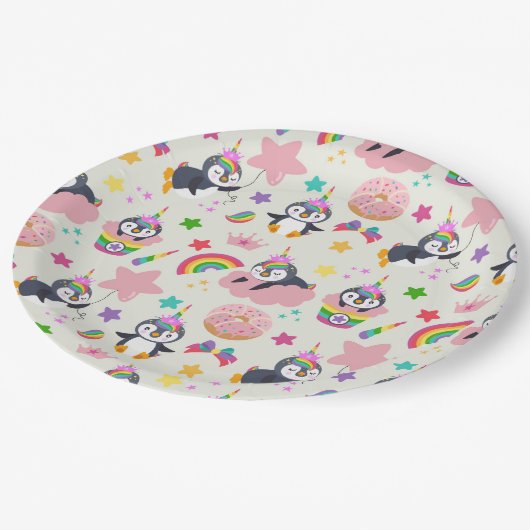 Assiettes En Carton Pinguim Unicórnio (Angle)
