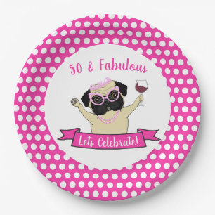 Assiettes En Carton Pink 50 et fabuleux Carlin chien de chien drôle An