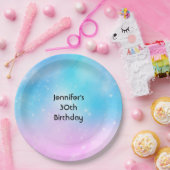 Assiettes En Carton Pink and Blue Pastel Gradient Sky Anniversaire (Fête)