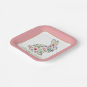 Assiettes En Carton Pink and Blue Wildflower Easter Rabbit (Angulaire)