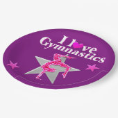 ASSIETTES EN CARTON PINK AND PURPLE I ADORE GYMNASTICS PAPIER PLAQUES (Angle)