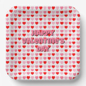Assiettes En Carton Pink and Red Happy Valentine's Day Heart Motif (Recto)